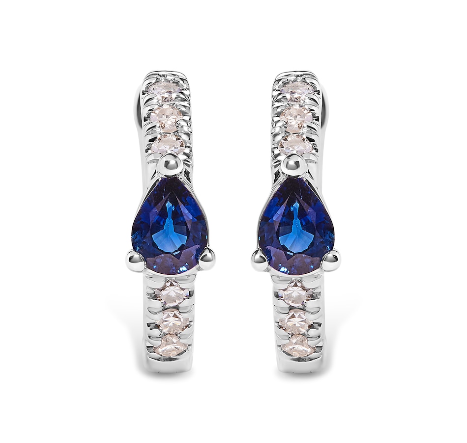 Image 990453.jpg, Product 990-453 / Price $2,497.00, 10K White Gold Pear Shaped Blue Sapphire and 1/10 Cttw Diamond Huggy Hoop Earrings (H-I Color, I1-I2 Clarity) from Haus of Brilliance on TSC.ca's Jewellery department