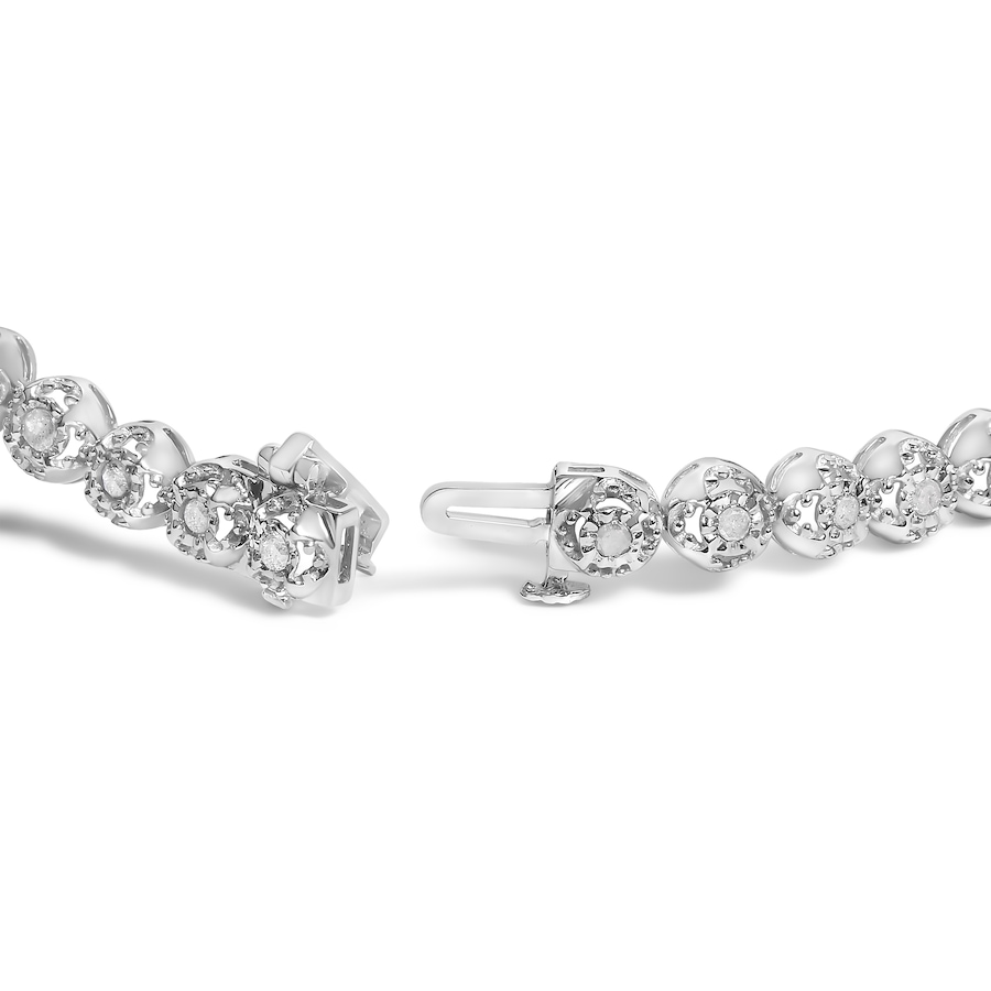 Image 990454_ALTMORE1.jpg, Product 990-454 / Price $1,192.00, .925 Sterling Silver 1.0 Cttw Diamond Miracle-Plate Open Quatrefoil Flower Circle-Link 7" Tennis Bracelet (I-J color, I3 clarity) from Haus of Brilliance on TSC.ca's Jewellery department