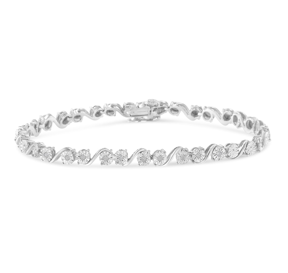 Image 990459.jpg, Product 990-459 / Price $702.00, .925 Sterling Silver 1/10 Cttw Round Diamond "S" Link Miracle Plate Tennis Bracelet (I-J Color, I3 Clarity) - 7-1/4" from Haus of Brilliance on TSC.ca's Jewellery department