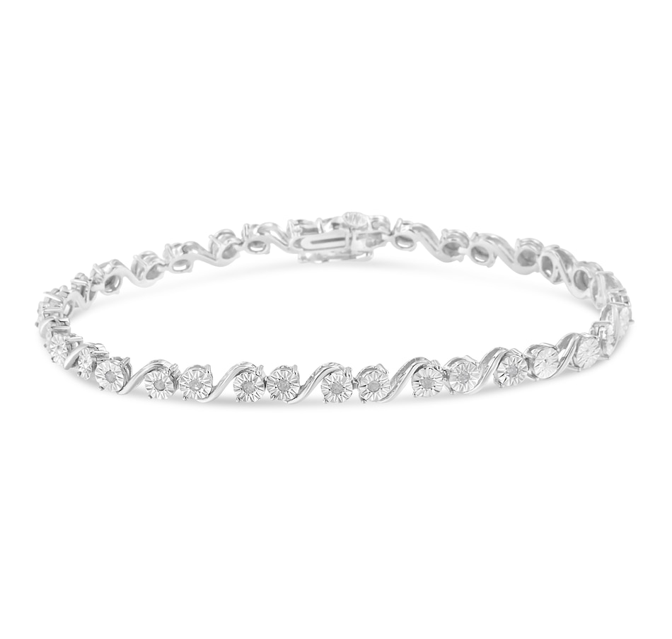 Image 990459_ALTMORE1.jpg, Product 990-459 / Price $702.00, .925 Sterling Silver 1/10 Cttw Round Diamond "S" Link Miracle Plate Tennis Bracelet (I-J Color, I3 Clarity) - 7-1/4" from Haus of Brilliance on TSC.ca's Jewellery department