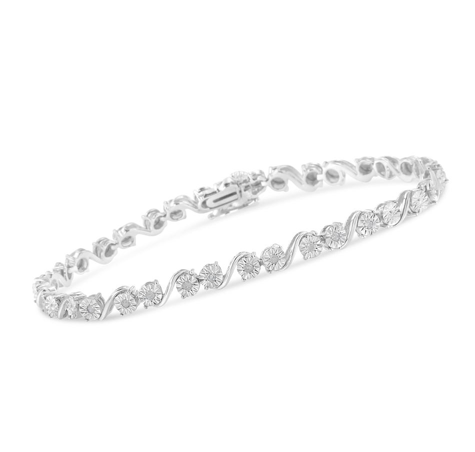 Image 990459_ALTMORE2.jpg, Product 990-459 / Price $702.00, .925 Sterling Silver 1/10 Cttw Round Diamond "S" Link Miracle Plate Tennis Bracelet (I-J Color, I3 Clarity) - 7-1/4" from Haus of Brilliance on TSC.ca's Jewellery department