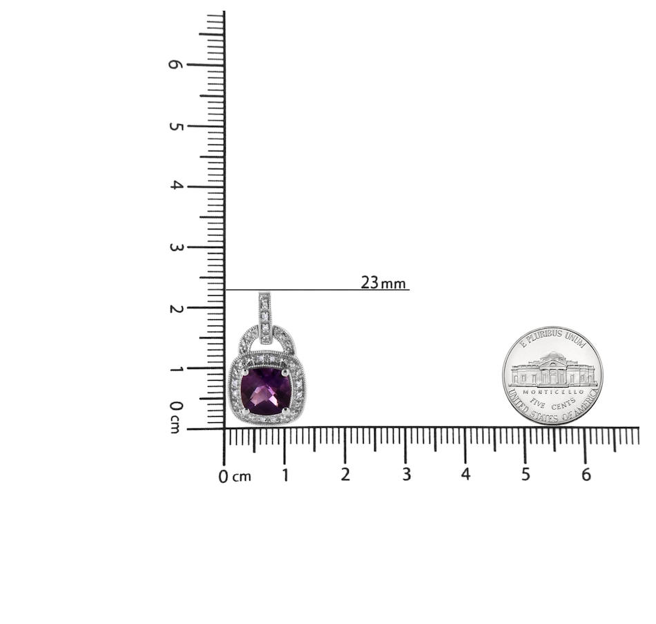 Image 990471_ALTMORE5.jpg, Product 990-471 / Price $1,105.00, .925 Sterling Silver 8MM Natural Cushion Shaped Amethyst and Diamond Accent Halo with Push Back Dangle Earrings (I-J Color, I2-I3 Clarity) from Haus of Brilliance on TSC.ca's Jewellery department