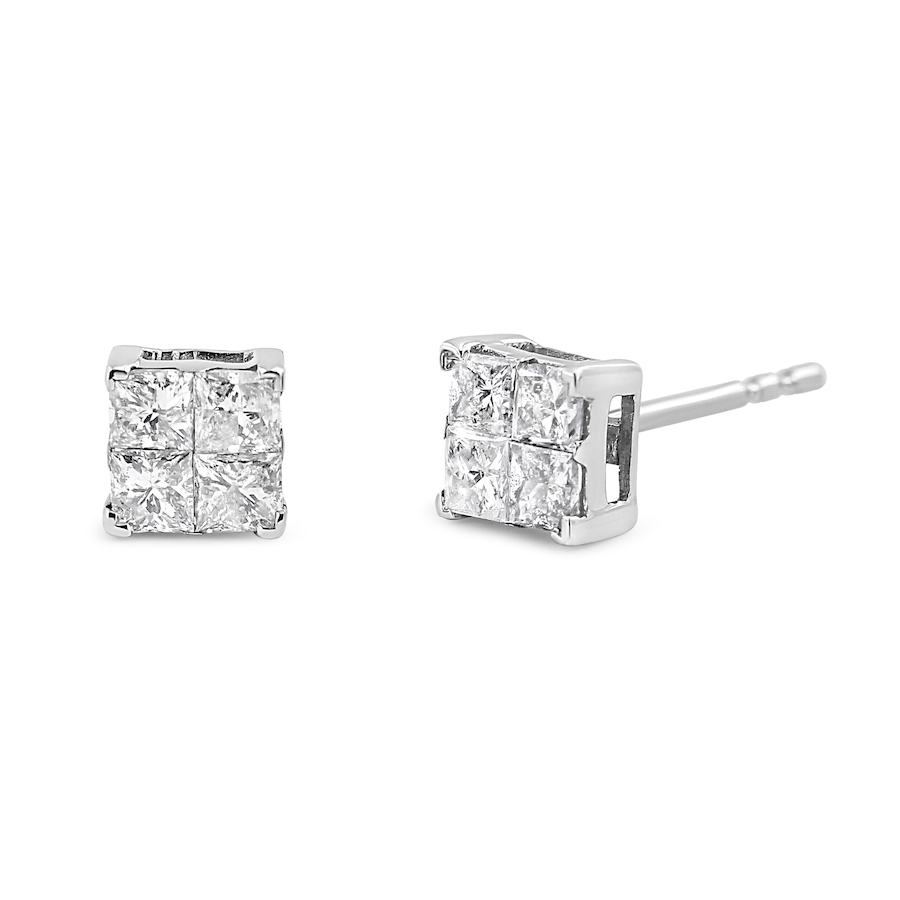 Image 990478.jpg, Product 990-478 / Price $3,300.00, 10K White Gold 1.00 cttw Invisible Set Princess-Cut Diamond Composite Square Shape Stud Earrings (G-H Color, I2-I3 Clarity) from Haus of Brilliance on TSC.ca's Jewellery department
