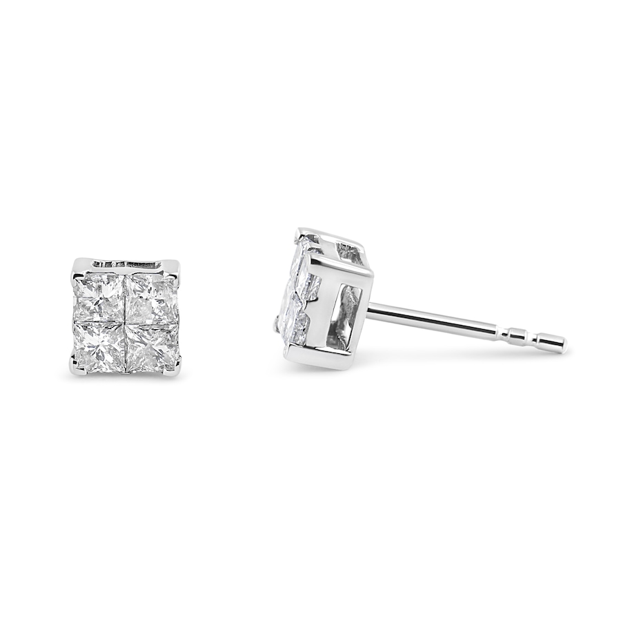Image 990478_ALTMORE1.jpg, Product 990-478 / Price $3,300.00, 10K White Gold 1.00 cttw Invisible Set Princess-Cut Diamond Composite Square Shape Stud Earrings (G-H Color, I2-I3 Clarity) from Haus of Brilliance on TSC.ca's Jewellery department