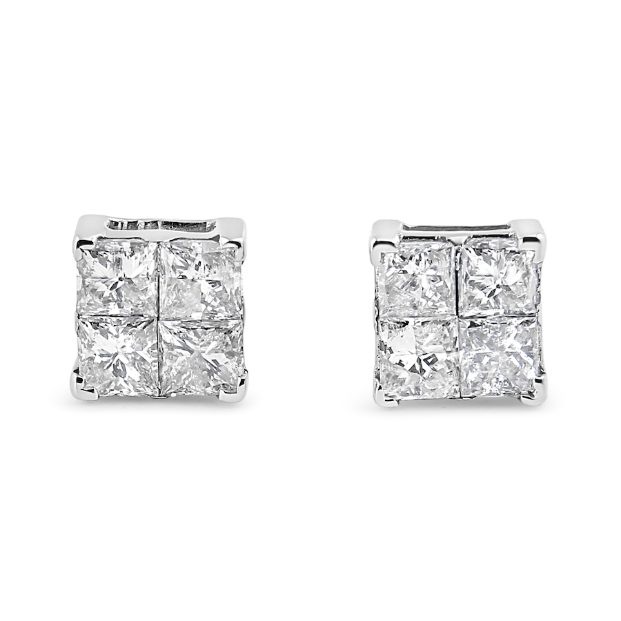Image 990478_ALTMORE2.jpg, Product 990-478 / Price $3,300.00, 10K White Gold 1.00 cttw Invisible Set Princess-Cut Diamond Composite Square Shape Stud Earrings (G-H Color, I2-I3 Clarity) from Haus of Brilliance on TSC.ca's Jewellery department