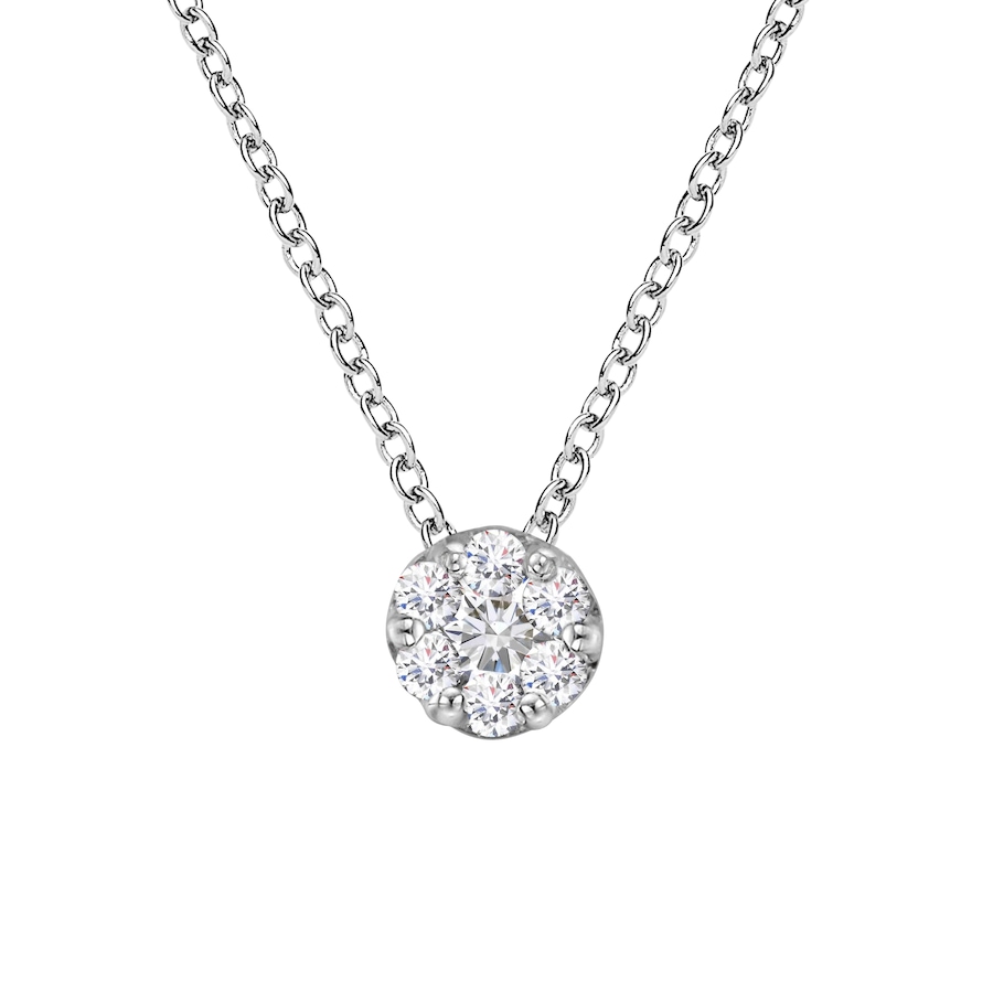 Image 990485.jpg, Product 990-485 / Price $2,536.00, 14K White Gold 1/4 Cttw Shared Prong Set Round-Ct Diamond 7 Stone Floral Cluster 18" Pendant Necklace (H-I Color, SI2-I1 Clarity) from Haus of Brilliance on TSC.ca's Jewellery department