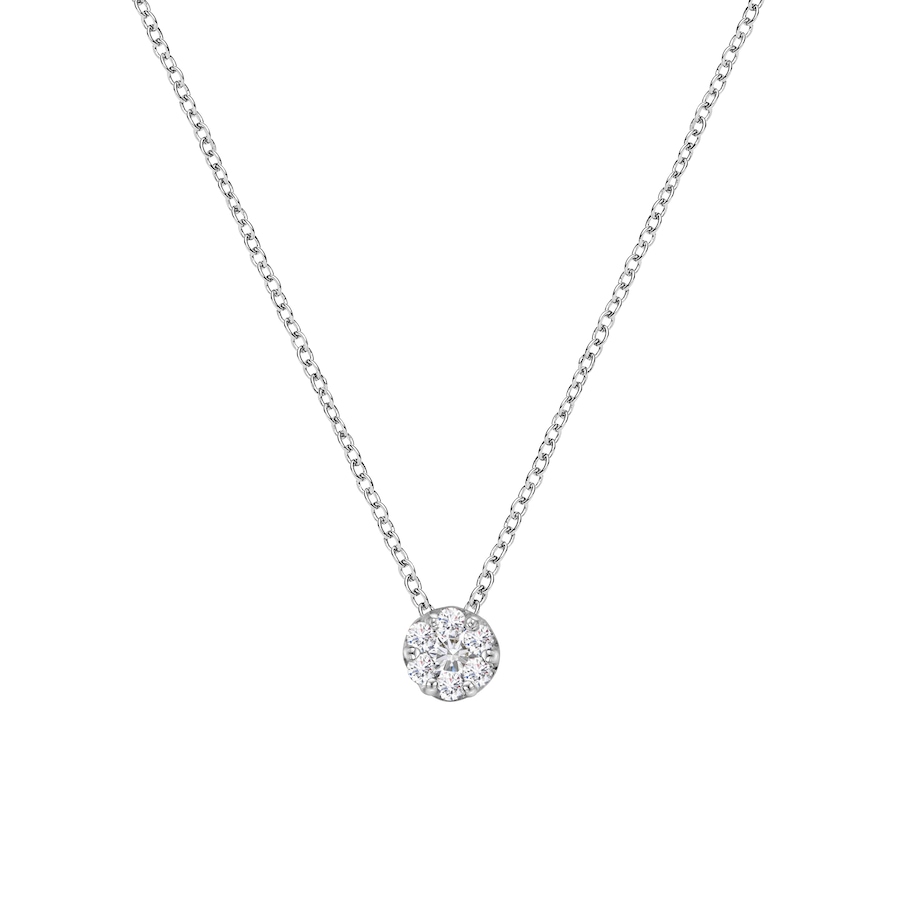 Image 990485_ALTMORE1.jpg, Product 990-485 / Price $2,536.00, 14K White Gold 1/4 Cttw Shared Prong Set Round-Ct Diamond 7 Stone Floral Cluster 18" Pendant Necklace (H-I Color, SI2-I1 Clarity) from Haus of Brilliance on TSC.ca's Jewellery department