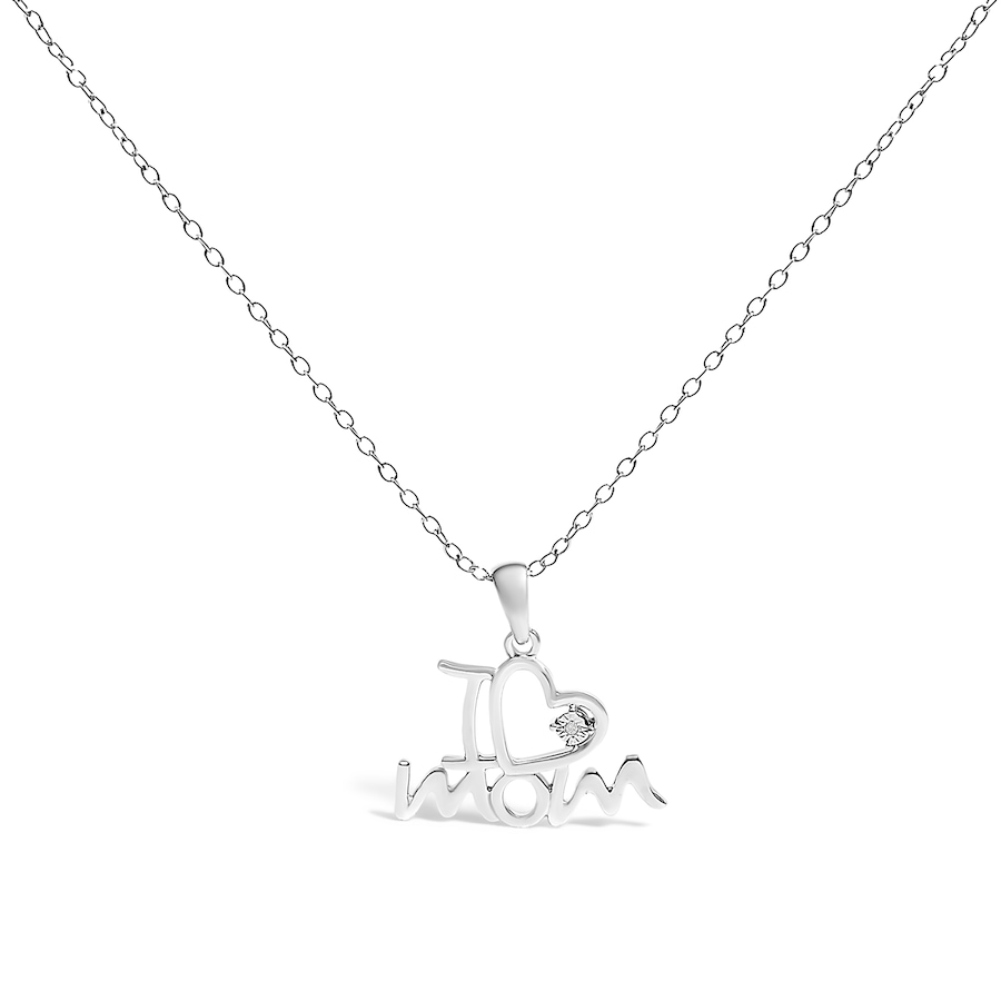 Image 990488.jpg, Product 990-488 / Price $175.50, .925 Sterling Silver Diamond Accent "I Love Mom" Heart Pendant Necklace (J-K Color, I2-I3 Clarity) - 18" Inches from Haus of Brilliance on TSC.ca's Jewellery department