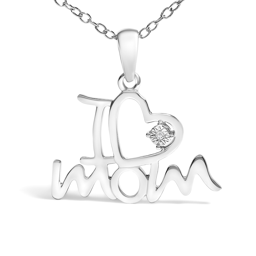 Image 990488_ALTMORE1.jpg, Product 990-488 / Price $175.50, .925 Sterling Silver Diamond Accent "I Love Mom" Heart Pendant Necklace (J-K Color, I2-I3 Clarity) - 18" Inches from Haus of Brilliance on TSC.ca's Jewellery department