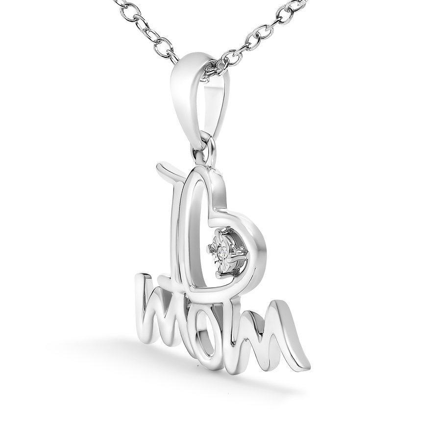 Image 990488_ALTMORE2.jpg, Product 990-488 / Price $175.50, .925 Sterling Silver Diamond Accent "I Love Mom" Heart Pendant Necklace (J-K Color, I2-I3 Clarity) - 18" Inches from Haus of Brilliance on TSC.ca's Jewellery department