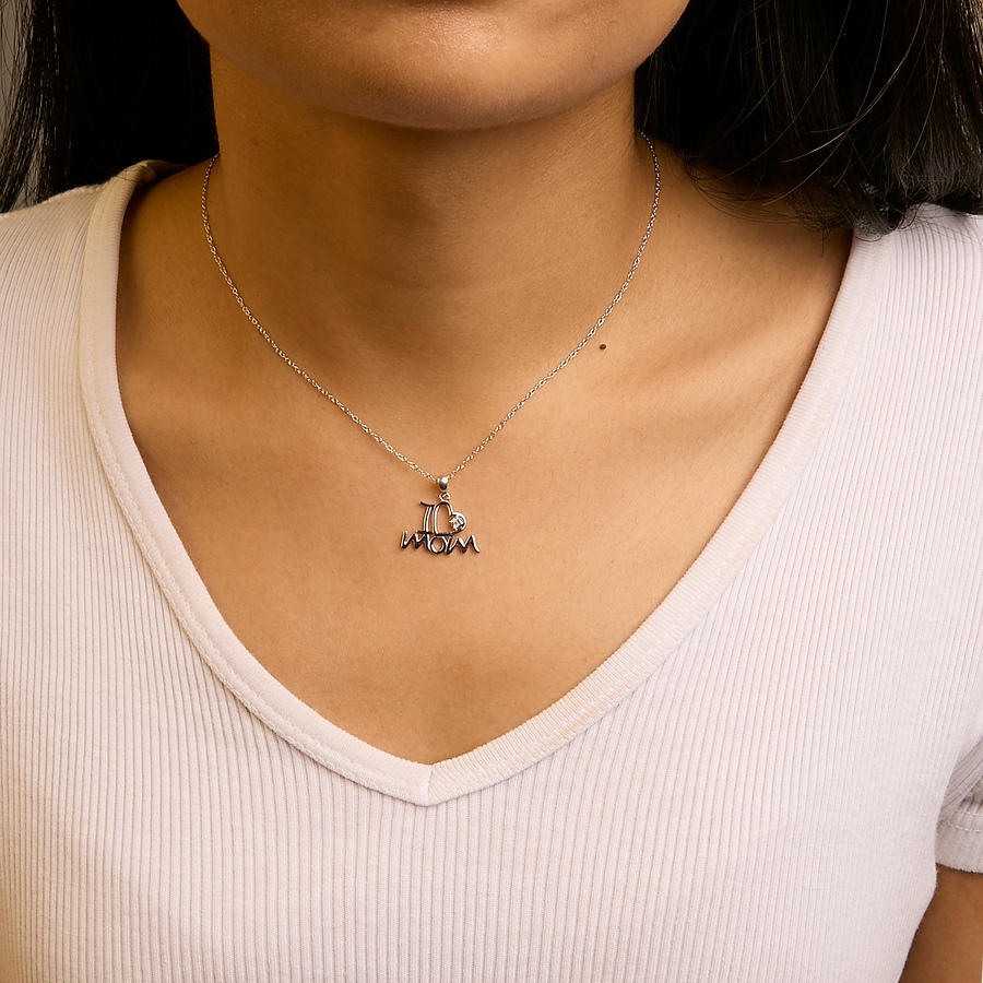 Image 990488_ALTMORE3.jpg, Product 990-488 / Price $175.50, .925 Sterling Silver Diamond Accent "I Love Mom" Heart Pendant Necklace (J-K Color, I2-I3 Clarity) - 18" Inches from Haus of Brilliance on TSC.ca's Jewellery department