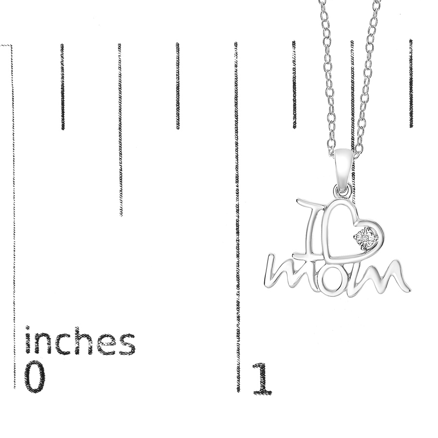 Image 990488_ALTMORE4.jpg, Product 990-488 / Price $175.50, .925 Sterling Silver Diamond Accent "I Love Mom" Heart Pendant Necklace (J-K Color, I2-I3 Clarity) - 18" Inches from Haus of Brilliance on TSC.ca's Jewellery department