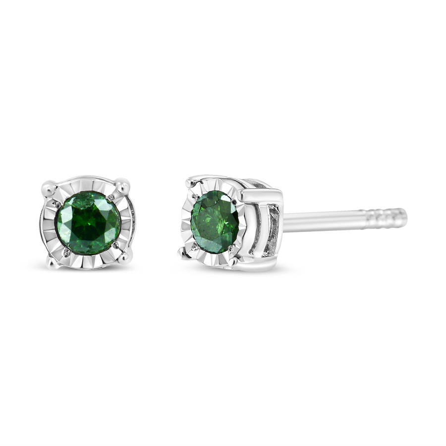 Image 990490_ALTMORE1.jpg, Product 990-490 / Price $632.00, Sterling Silver Rose Cut Treated Green Diamond Solitaire Stud Earrings (0.25 cttw, Green Color, I2-I3 Clarity) from Haus of Brilliance on TSC.ca's Jewellery department