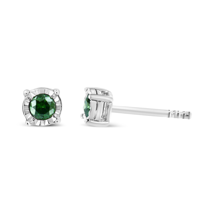 Image 990490_ALTMORE2.jpg, Product 990-490 / Price $632.00, Sterling Silver Rose Cut Treated Green Diamond Solitaire Stud Earrings (0.25 cttw, Green Color, I2-I3 Clarity) from Haus of Brilliance on TSC.ca's Jewellery department
