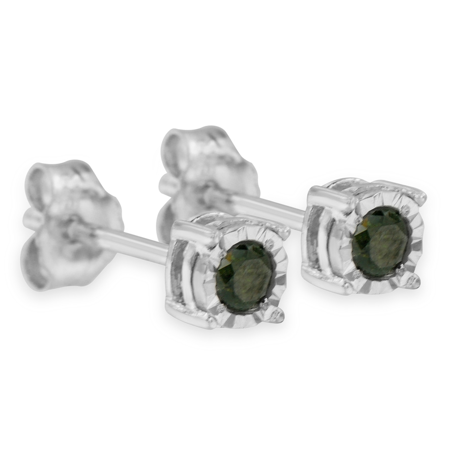 Image 990490_ALTMORE3.jpg, Product 990-490 / Price $632.00, Sterling Silver Rose Cut Treated Green Diamond Solitaire Stud Earrings (0.25 cttw, Green Color, I2-I3 Clarity) from Haus of Brilliance on TSC.ca's Jewellery department