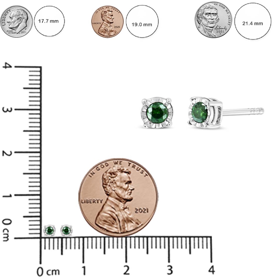 Image 990490_ALTMORE5.jpg, Product 990-490 / Price $632.00, Sterling Silver Rose Cut Treated Green Diamond Solitaire Stud Earrings (0.25 cttw, Green Color, I2-I3 Clarity) from Haus of Brilliance on TSC.ca's Jewellery department