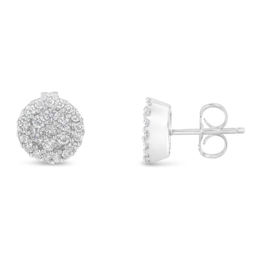 Image 990491_ALTMORE1.jpg, Product 990-491 / Price $3,695.00, 14K White Gold 1/2 Cttw Brilliant-Cut Diamond Halo-Style Cluster Round Button Stud Earrings (H-I Color, I1-I2 Clarity) from Haus of Brilliance on TSC.ca's Jewellery department