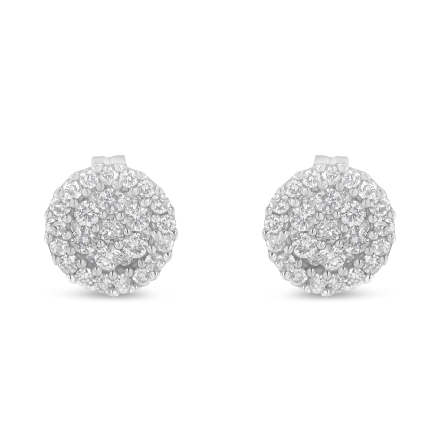 Image 990491_ALTMORE2.jpg, Product 990-491 / Price $3,695.00, 14K White Gold 1/2 Cttw Brilliant-Cut Diamond Halo-Style Cluster Round Button Stud Earrings (H-I Color, I1-I2 Clarity) from Haus of Brilliance on TSC.ca's Jewellery department