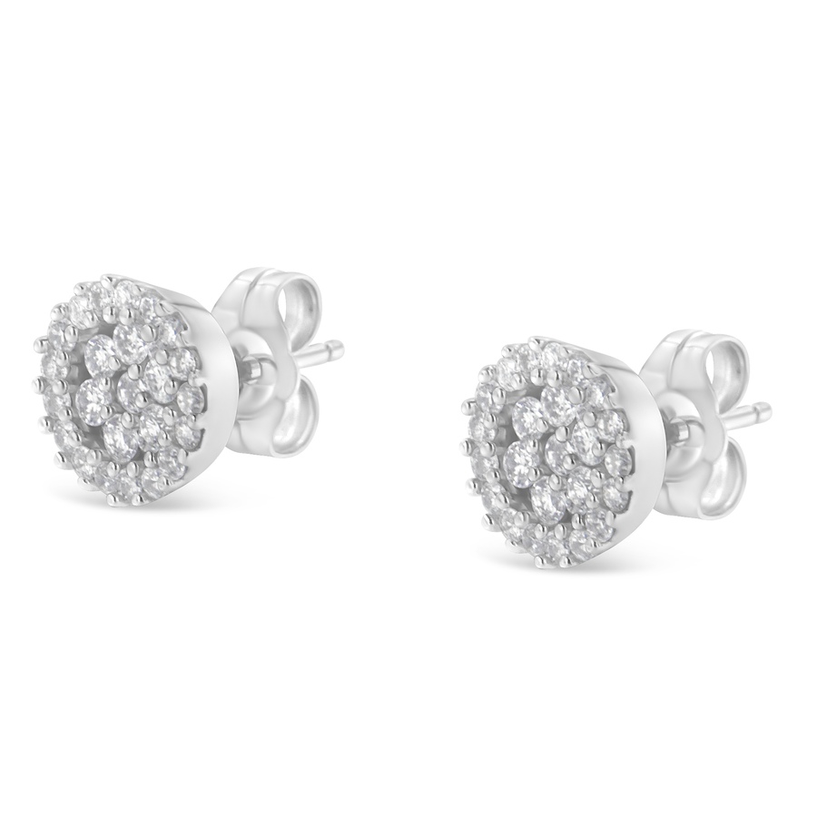 Image 990491_ALTMORE3.jpg, Product 990-491 / Price $3,695.00, 14K White Gold 1/2 Cttw Brilliant-Cut Diamond Halo-Style Cluster Round Button Stud Earrings (H-I Color, I1-I2 Clarity) from Haus of Brilliance on TSC.ca's Jewellery department