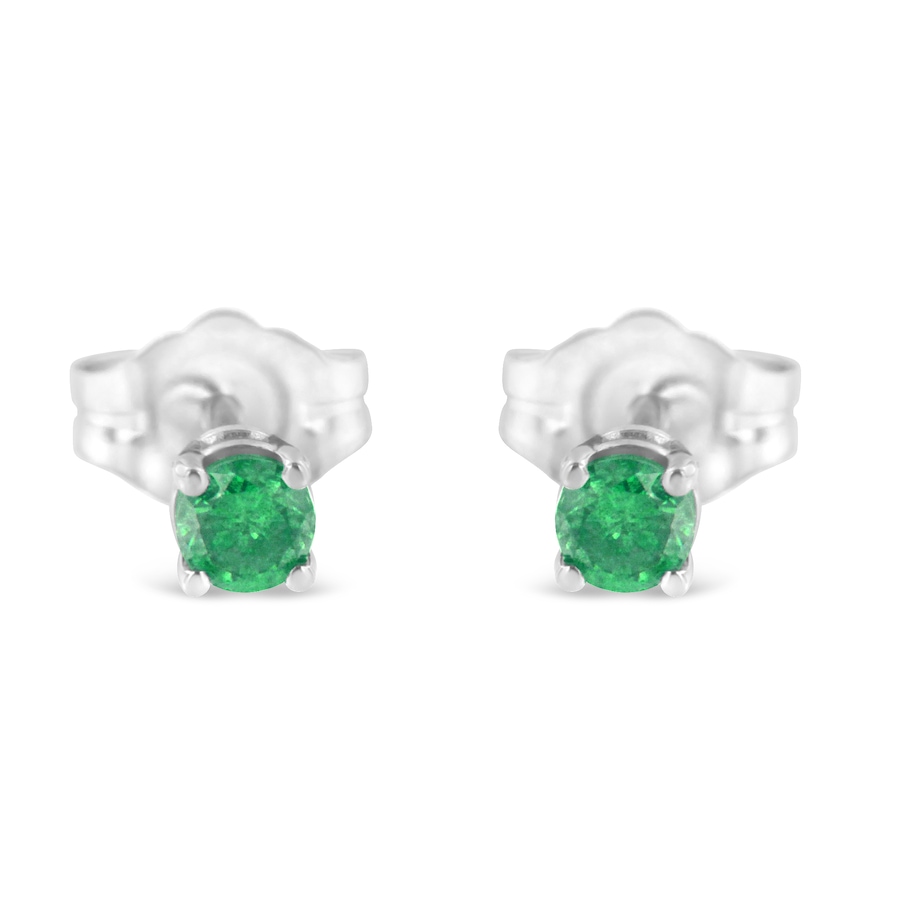 Image 990494.jpg, Product 990-494 / Price $562.00, .925 Sterling Silver 1/4 Cttw Round Brilliant-Cut Green Diamond Classic 4-Prong Stud Earrings (Fancy Color-Enhanced, I2-I3 Clarity) from Haus of Brilliance on TSC.ca's Jewellery department