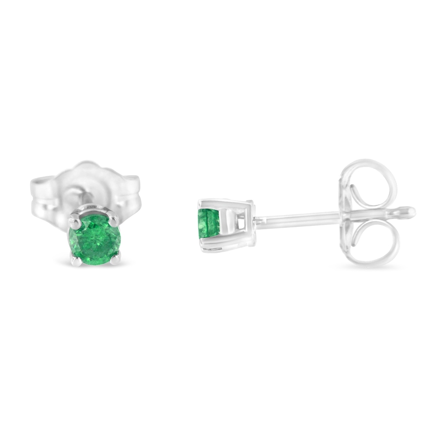 Image 990494_ALTMORE1.jpg, Product 990-494 / Price $562.00, .925 Sterling Silver 1/4 Cttw Round Brilliant-Cut Green Diamond Classic 4-Prong Stud Earrings (Fancy Color-Enhanced, I2-I3 Clarity) from Haus of Brilliance on TSC.ca's Jewellery department