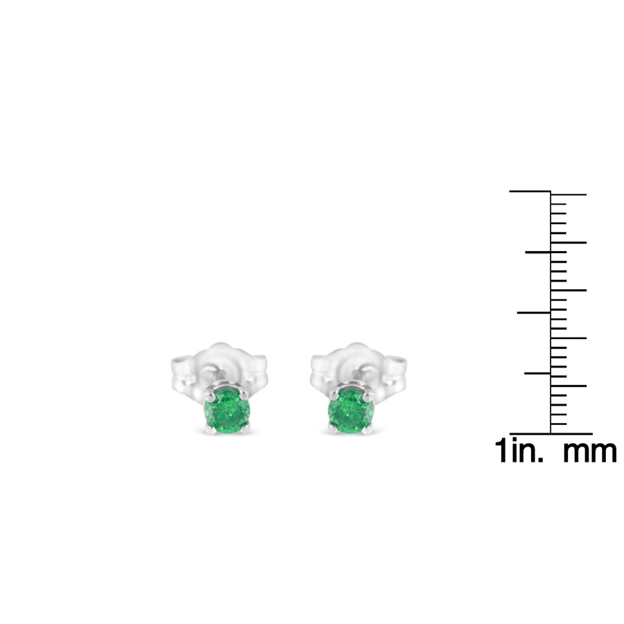 Image 990494_ALTMORE4.jpg, Product 990-494 / Price $562.00, .925 Sterling Silver 1/4 Cttw Round Brilliant-Cut Green Diamond Classic 4-Prong Stud Earrings (Fancy Color-Enhanced, I2-I3 Clarity) from Haus of Brilliance on TSC.ca's Jewellery department