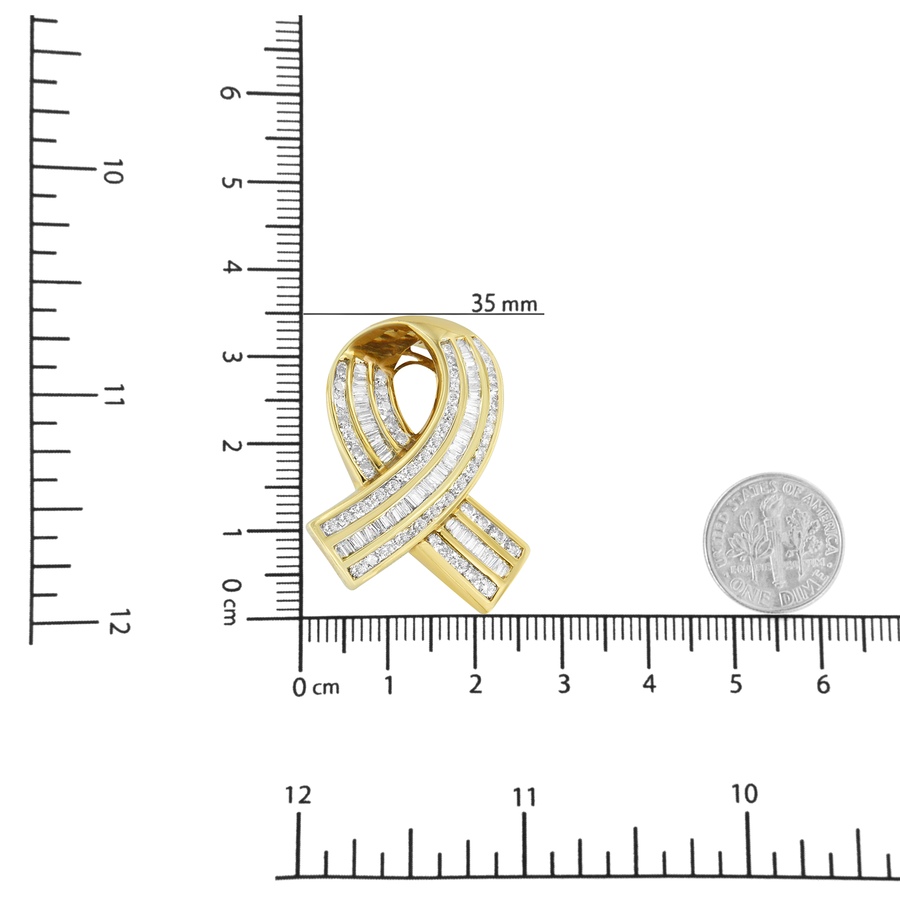 Image 990498_ALTMORE5.jpg, Product 990-498 / Price $15,606.00, 14K Yellow Gold 2 5/8 cttw Channel Set White Diamond Awareness Ribbon Pendant Necklace (G-H Color, VS1-VS2 Clarity) - NO CHAIN from Haus of Brilliance on TSC.ca's Jewellery department