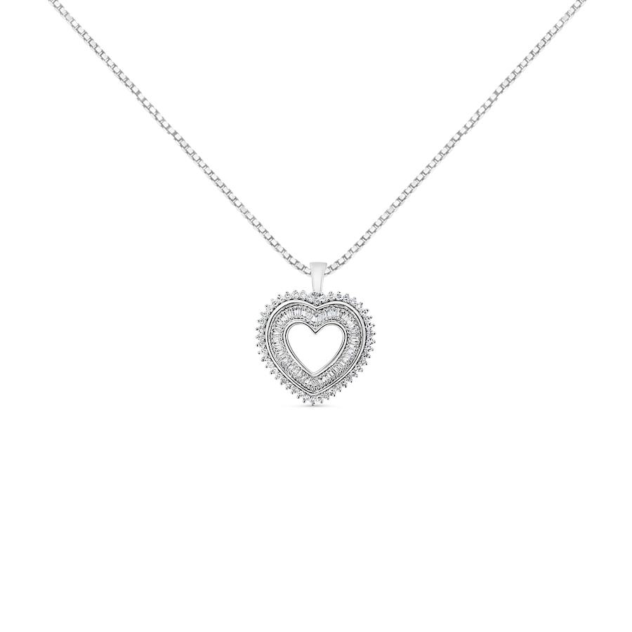 Image 990502.jpg, Product 990-502 / Price $1,919.00, .925 Sterling Silver 1.0 Ctw Diamond Shadow Open Heart Halo 18" Pendant Necklace (I-J Color, I1-I2 Clarity) from Haus of Brilliance on TSC.ca's Jewellery department