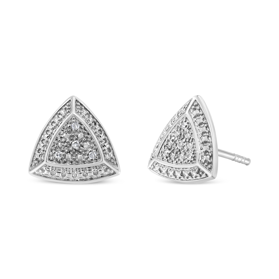 Image 990503.jpg, Product 990-503 / Price $328.00, .925 Sterling Silver Diamond-Accented Trillion Shaped 4-Stone Halo-Style Stud Earrings (H-I Color, I2-I3 Clarity) from Haus of Brilliance on TSC.ca's Jewellery department