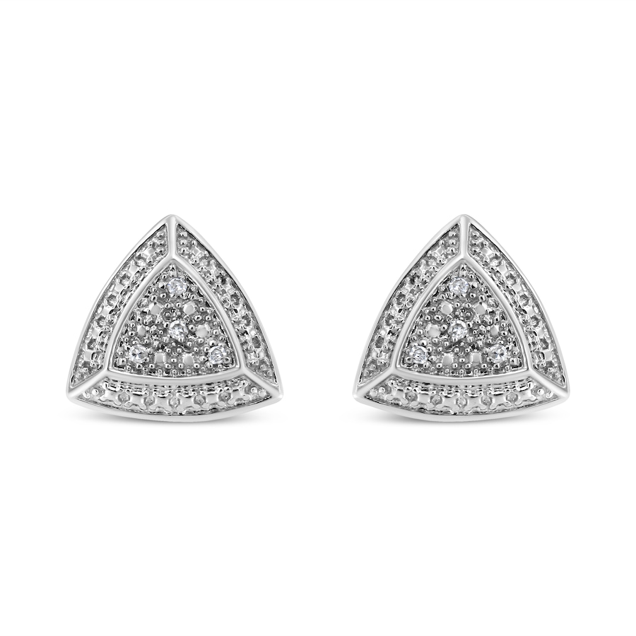 Image 990503_ALTMORE1.jpg, Product 990-503 / Price $328.00, .925 Sterling Silver Diamond-Accented Trillion Shaped 4-Stone Halo-Style Stud Earrings (H-I Color, I2-I3 Clarity) from Haus of Brilliance on TSC.ca's Jewellery department