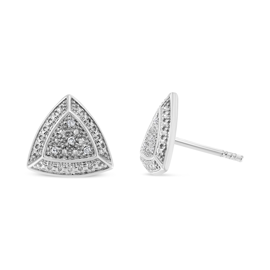 Image 990503_ALTMORE2.jpg, Product 990-503 / Price $328.00, .925 Sterling Silver Diamond-Accented Trillion Shaped 4-Stone Halo-Style Stud Earrings (H-I Color, I2-I3 Clarity) from Haus of Brilliance on TSC.ca's Jewellery department