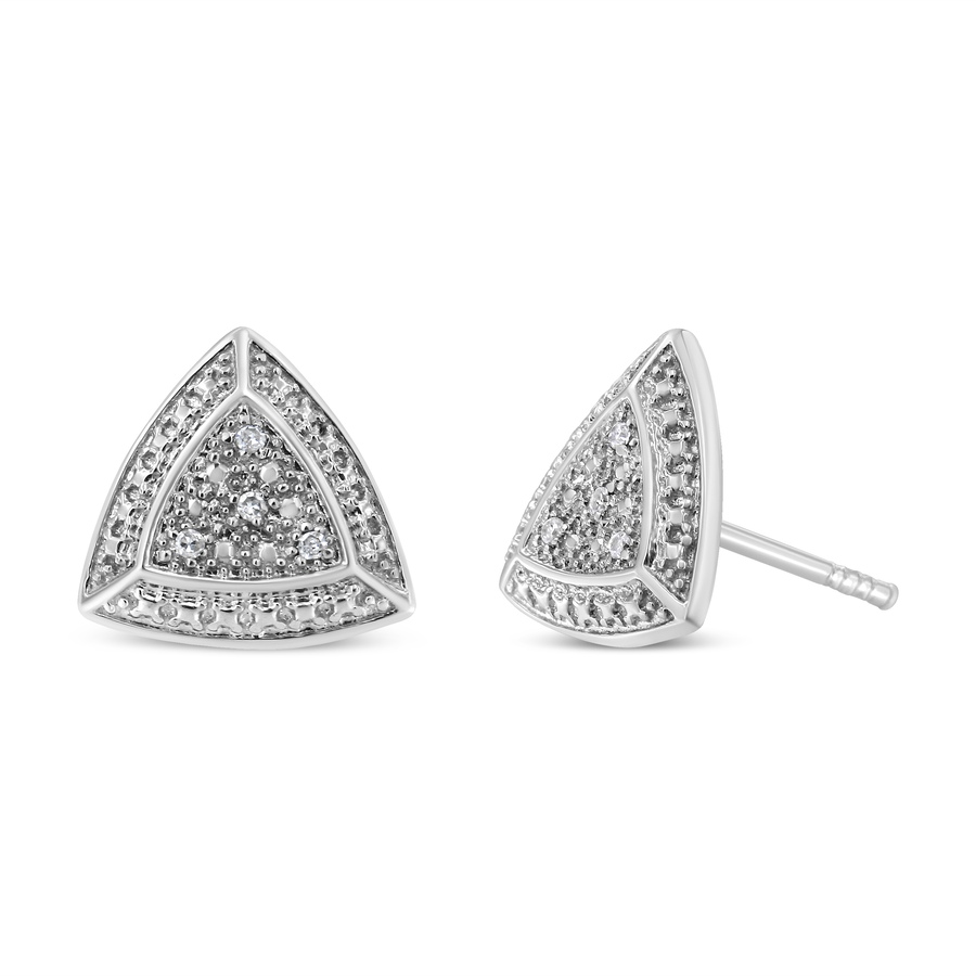 Image 990503_ALTMORE3.jpg, Product 990-503 / Price $328.00, .925 Sterling Silver Diamond-Accented Trillion Shaped 4-Stone Halo-Style Stud Earrings (H-I Color, I2-I3 Clarity) from Haus of Brilliance on TSC.ca's Jewellery department