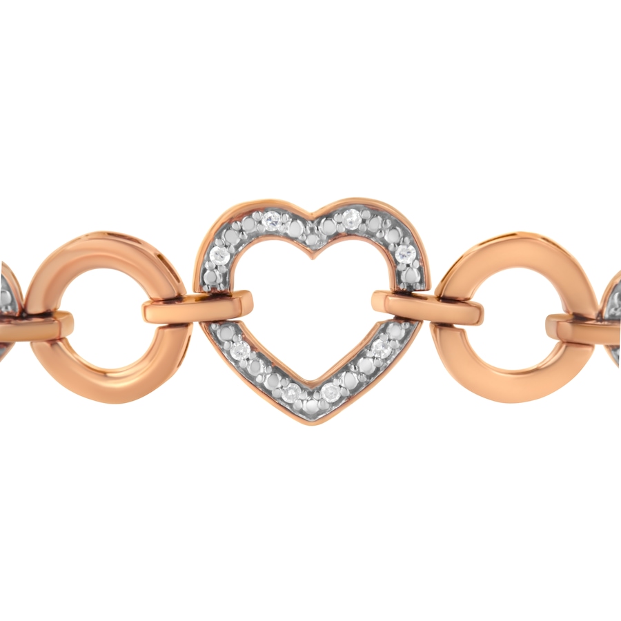 Image 990516_ALTMORE3.jpg, Product 990-516 / Price $878.00, 10K Rose Gold over .925 Sterling Silver 1/10 Cttw Round-Cut Diamond Heart Link Adjustable Bolo Bracelet (H-I Color, I2-I3 Clarity) - 6"-9" Adjustable from Haus of Brilliance on TSC.ca's Jewellery department
