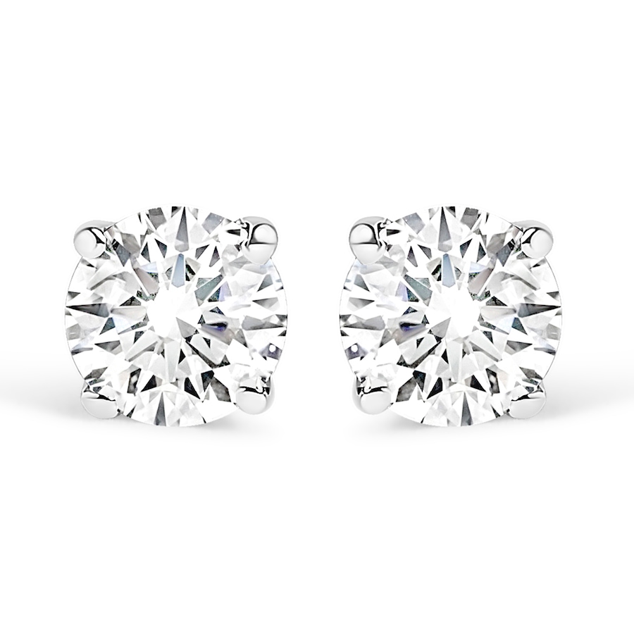 Image 990519.jpg, Product 990-519 / Price $6,260.00, 14K White Gold 1.00 Cttw Round Brilliant-Cut Near Colorless Diamond Classic 4-Prong Stud Earrings (H-I Color, I1-I2 Clarity) from Haus of Brilliance on TSC.ca's Jewellery department