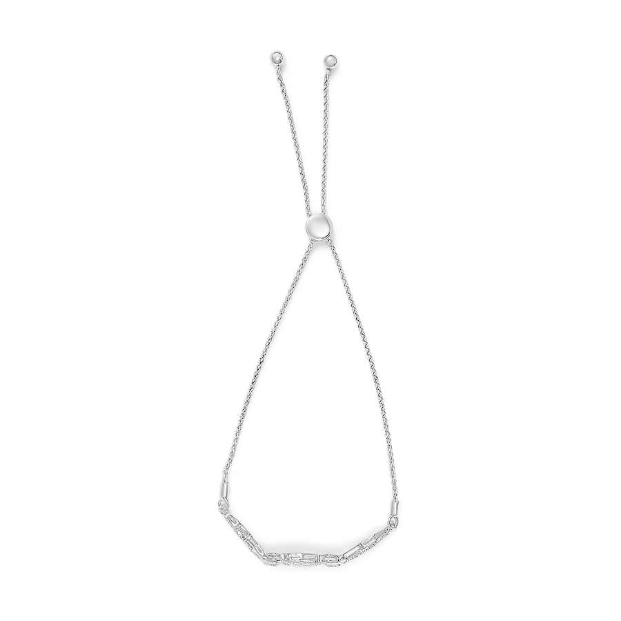 Image 990520_ALTMORE2.jpg, Product 990-520 / Price $831.00, .925 Sterling Silver Diamond Cushion Frame Heart-Sides Twist 4”-10” Adjustable Bolo Tennis Bolo Bracelet (I-J Color, I3 Clarity) from Haus of Brilliance on TSC.ca's Jewellery department