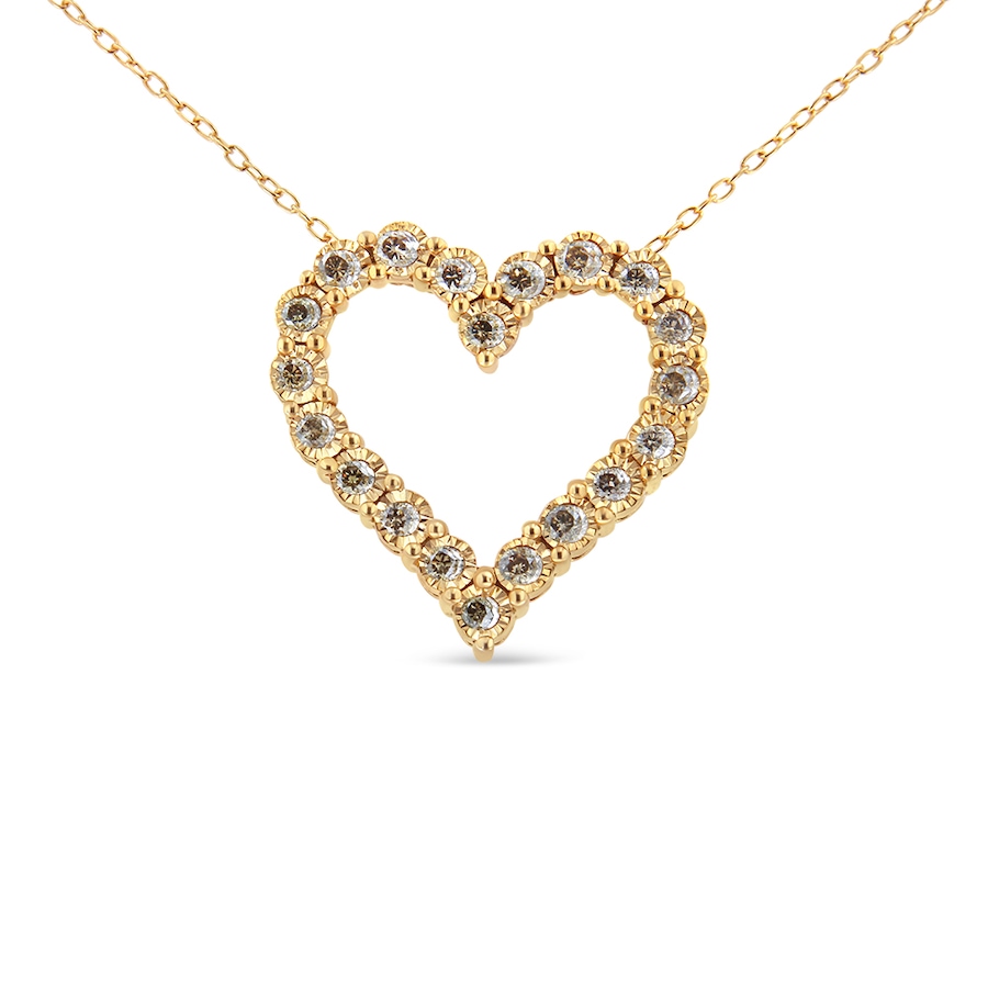 Image 990525_ALTMORE1.jpg, Product 990-525 / Price $656.00, 10K Yellow Gold Flashed .925 Sterling Silver 1/2 Cttw Champagne Diamond Miracle Plate Heart Pendant Necklace (K-L Color, I1-I2 Clarity) - 18" from Haus of Brilliance on TSC.ca's Jewellery department