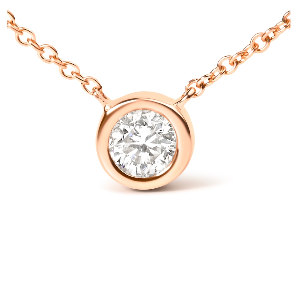 Image 990541_ALTMORE1.jpg, Product 990-541 / Price $1,062.00, 10K Rose Gold 1/5 Carat Round Brilliant-Cut Diamond Modern Bezel-Set Solitaire 16"-18" Pendant Necklace (H-I Color, SI2-I1 Clarity) from Haus of Brilliance on TSC.ca's Jewellery department