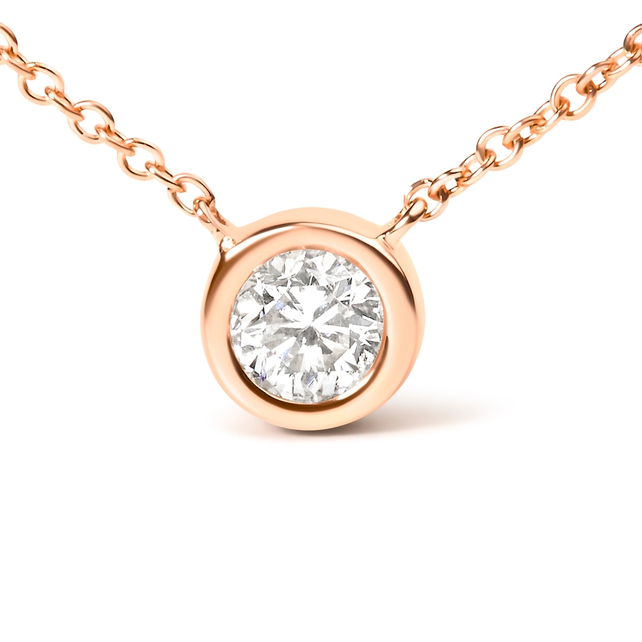 Image 990541_ALTMORE1.jpg, Product 990-541 / Price $1,381.00, 10K Rose Gold 1/5 Carat Round Brilliant-Cut Diamond Modern Bezel-Set Solitaire 16"-18" Pendant Necklace (H-I Color, SI2-I1 Clarity) from Haus of Brilliance on TSC.ca's Jewellery department