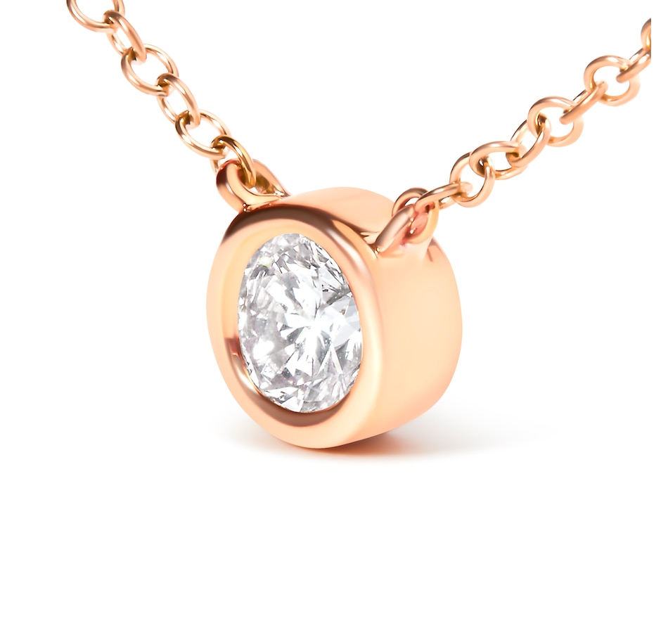 Image 990541_ALTMORE2.jpg, Product 990-541 / Price $1,062.00, 10K Rose Gold 1/5 Carat Round Brilliant-Cut Diamond Modern Bezel-Set Solitaire 16"-18" Pendant Necklace (H-I Color, SI2-I1 Clarity) from Haus of Brilliance on TSC.ca's Jewellery department