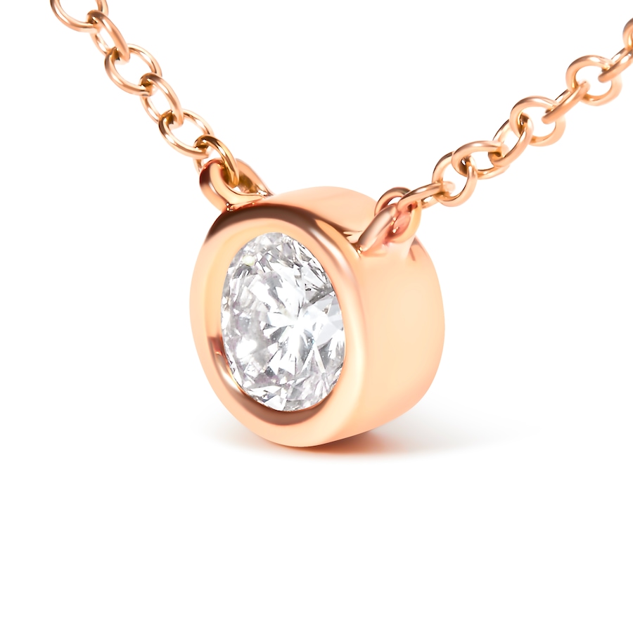 Image 990541_ALTMORE2.jpg, Product 990-541 / Price $1,381.00, 10K Rose Gold 1/5 Carat Round Brilliant-Cut Diamond Modern Bezel-Set Solitaire 16"-18" Pendant Necklace (H-I Color, SI2-I1 Clarity) from Haus of Brilliance on TSC.ca's Jewellery department