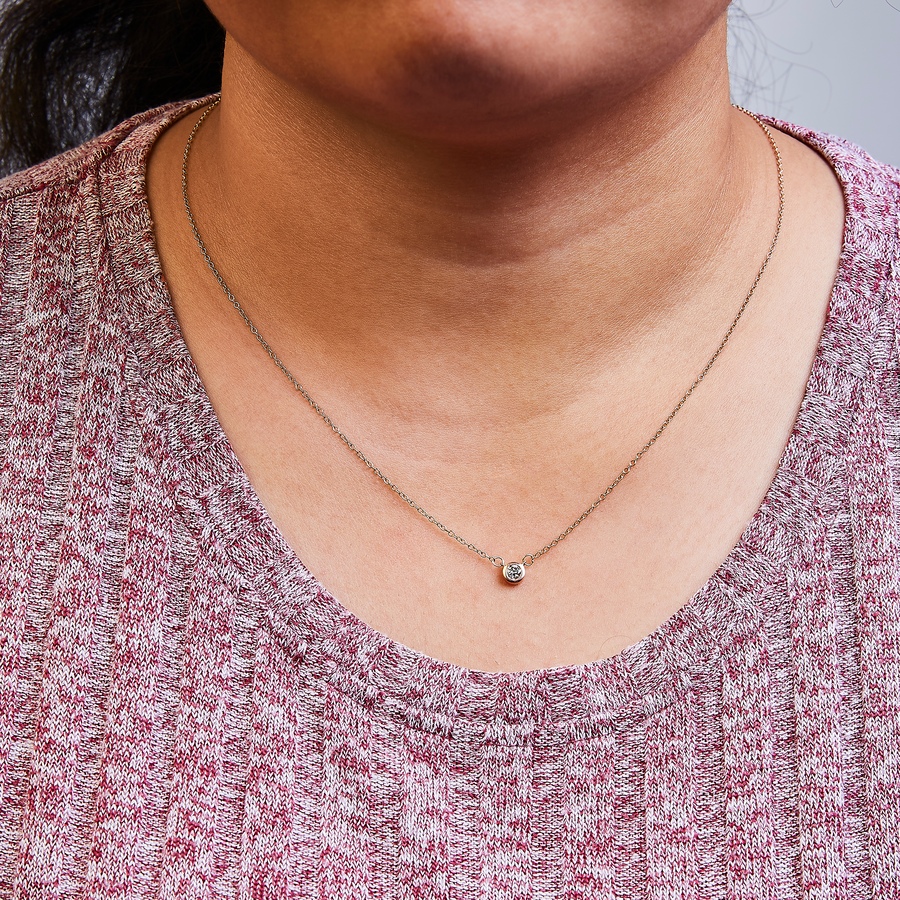 Image 990541_ALTMORE4.jpg, Product 990-541 / Price $1,381.00, 10K Rose Gold 1/5 Carat Round Brilliant-Cut Diamond Modern Bezel-Set Solitaire 16"-18" Pendant Necklace (H-I Color, SI2-I1 Clarity) from Haus of Brilliance on TSC.ca's Jewellery department