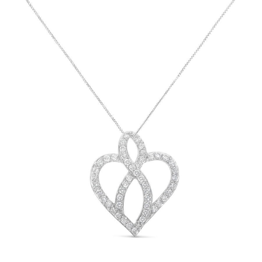 Image 990547_ALTMORE1.jpg, Product 990-547 / Price $7,187.00, 14KT White Gold 1 cttw Diamond Heart Ribbon Pendant Necklace (H-I, I1-I2) from Haus of Brilliance on TSC.ca's Jewellery department