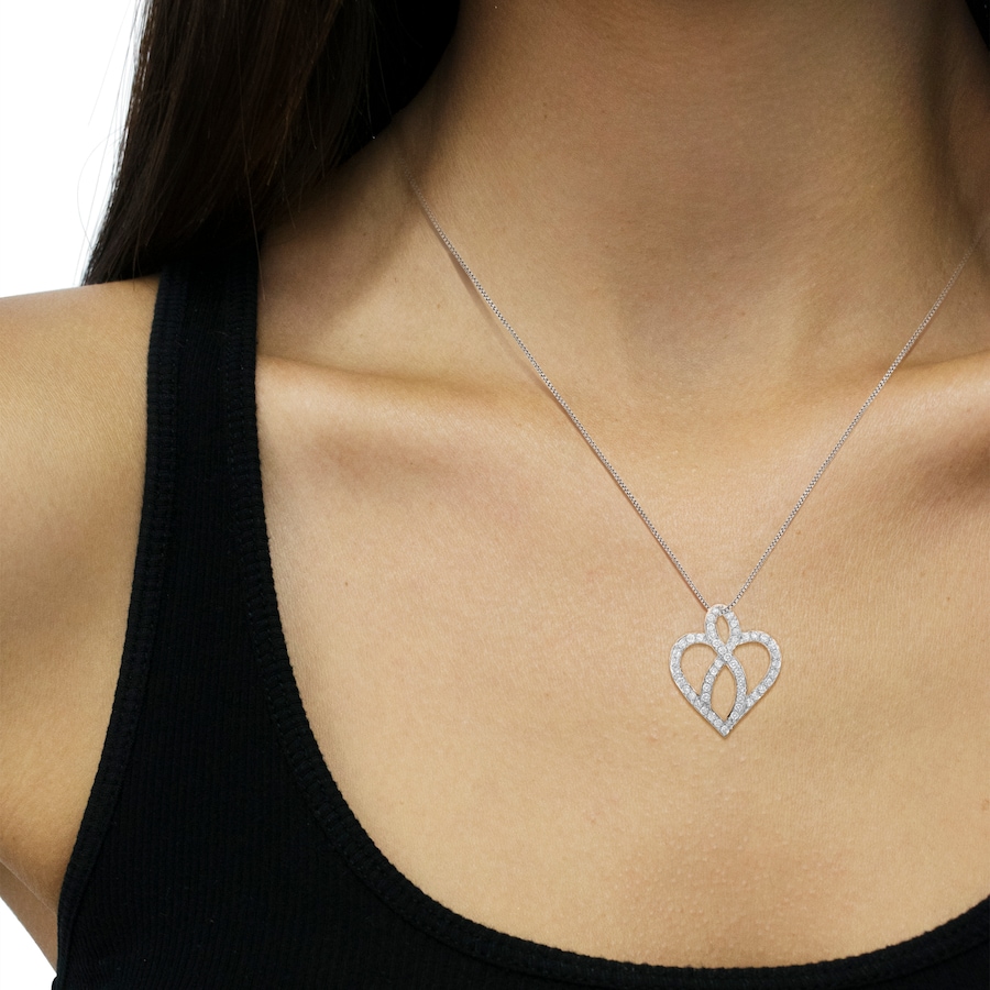 Image 990547_ALTMORE3.jpg, Product 990-547 / Price $7,187.00, 14KT White Gold 1 cttw Diamond Heart Ribbon Pendant Necklace (H-I, I1-I2) from Haus of Brilliance on TSC.ca's Jewellery department