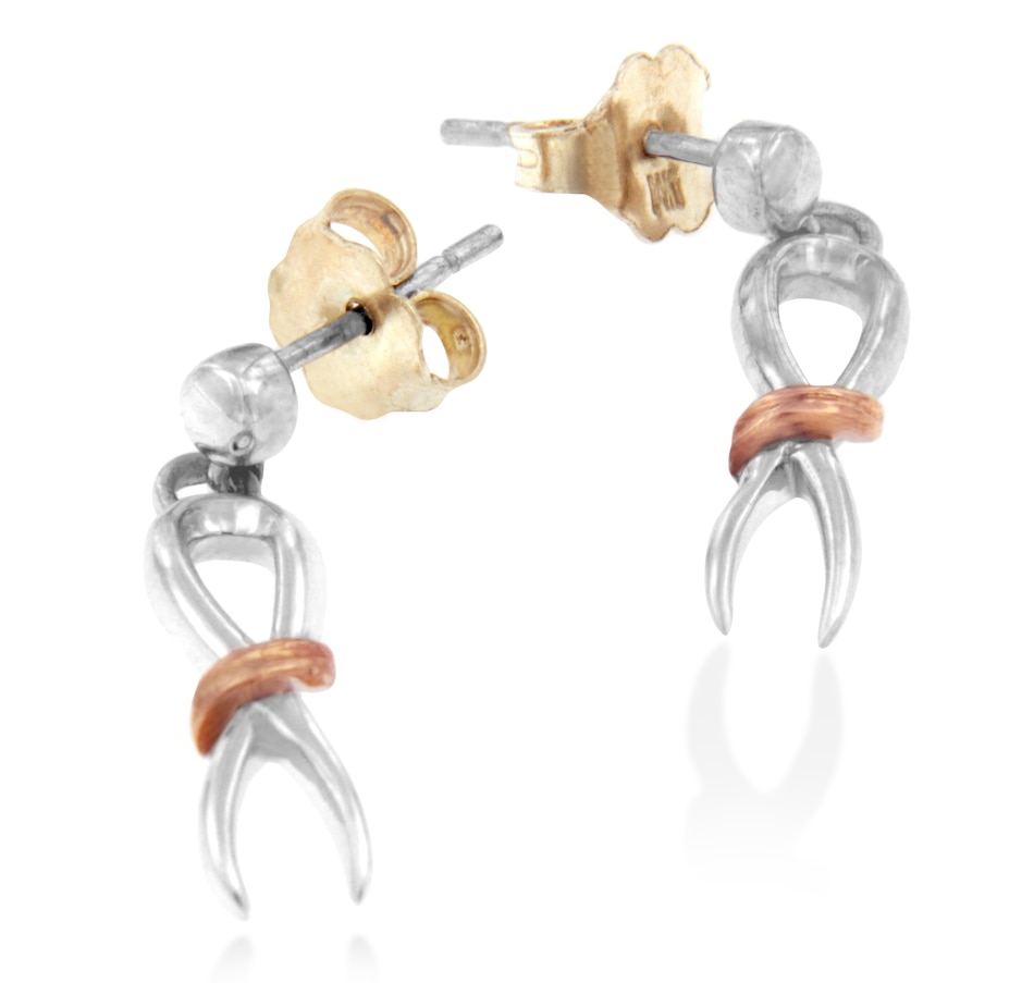 Image 990548.jpg, Product 990-548 / Price $454.00, 10K Two-Toned Gold Flash Plated .925 Sterling Silver Awareness Ribbon Dangle Earrings from Haus of Brilliance on TSC.ca's Jewellery department