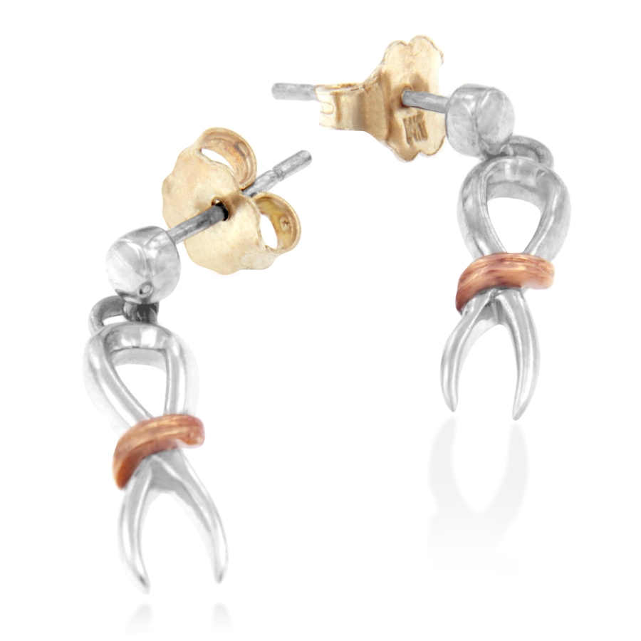 Image 990548.jpg, Product 990-548 / Price $454.00, 10K Two-Toned Gold Flash Plated .925 Sterling Silver Awareness Ribbon Dangle Earrings from Haus of Brilliance on TSC.ca's Jewellery department