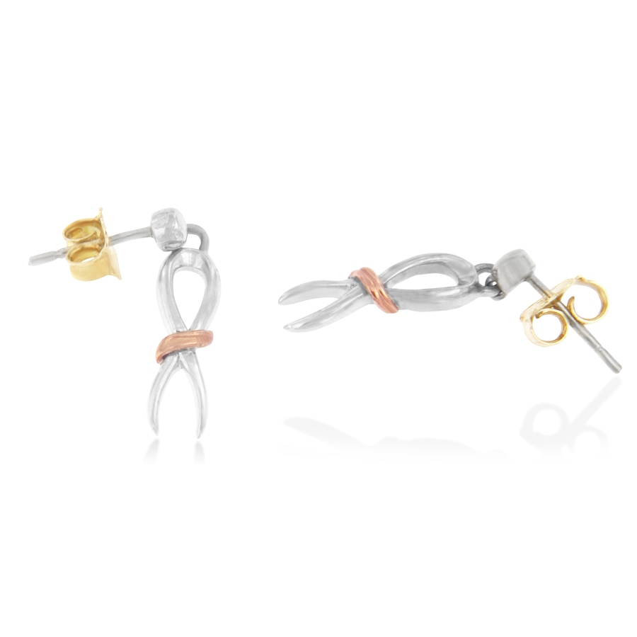 Image 990548_ALTMORE1.jpg, Product 990-548 / Price $454.00, 10K Two-Toned Gold Flash Plated .925 Sterling Silver Awareness Ribbon Dangle Earrings from Haus of Brilliance on TSC.ca's Jewellery department