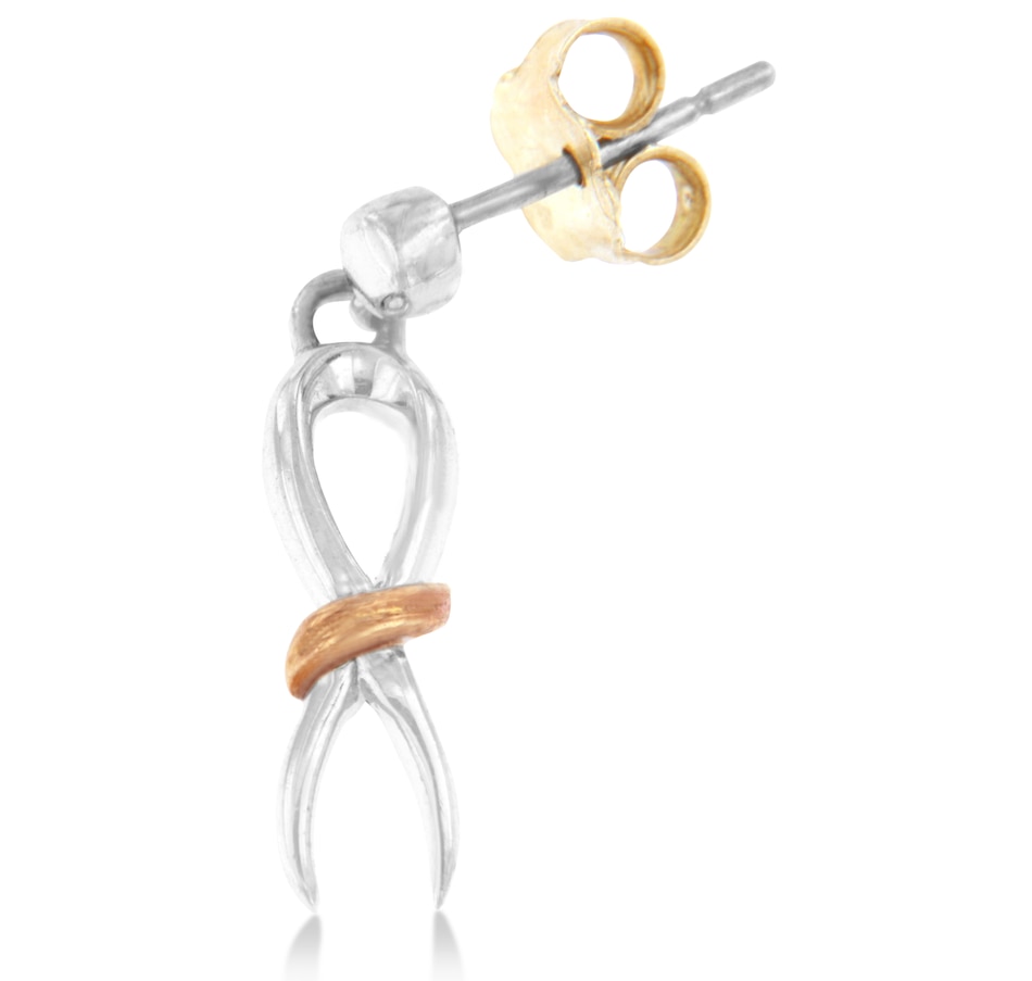 Image 990548_ALTMORE2.jpg, Product 990-548 / Price $454.00, 10K Two-Toned Gold Flash Plated .925 Sterling Silver Awareness Ribbon Dangle Earrings from Haus of Brilliance on TSC.ca's Jewellery department