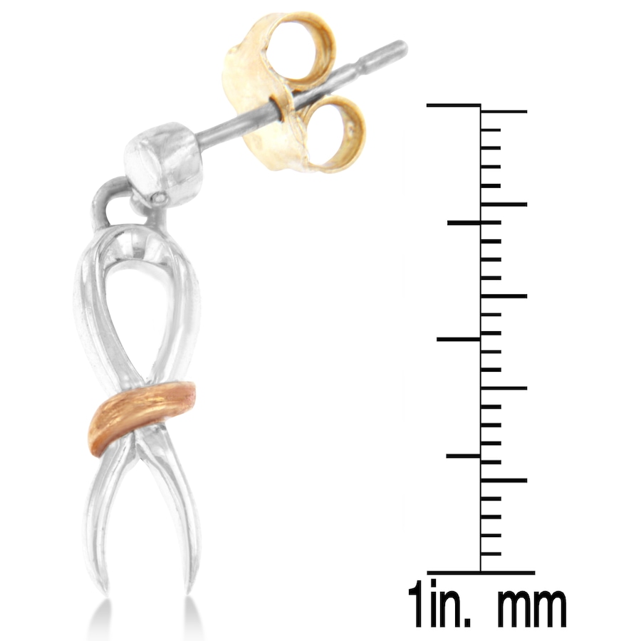 Image 990548_ALTMORE3.jpg, Product 990-548 / Price $454.00, 10K Two-Toned Gold Flash Plated .925 Sterling Silver Awareness Ribbon Dangle Earrings from Haus of Brilliance on TSC.ca's Jewellery department