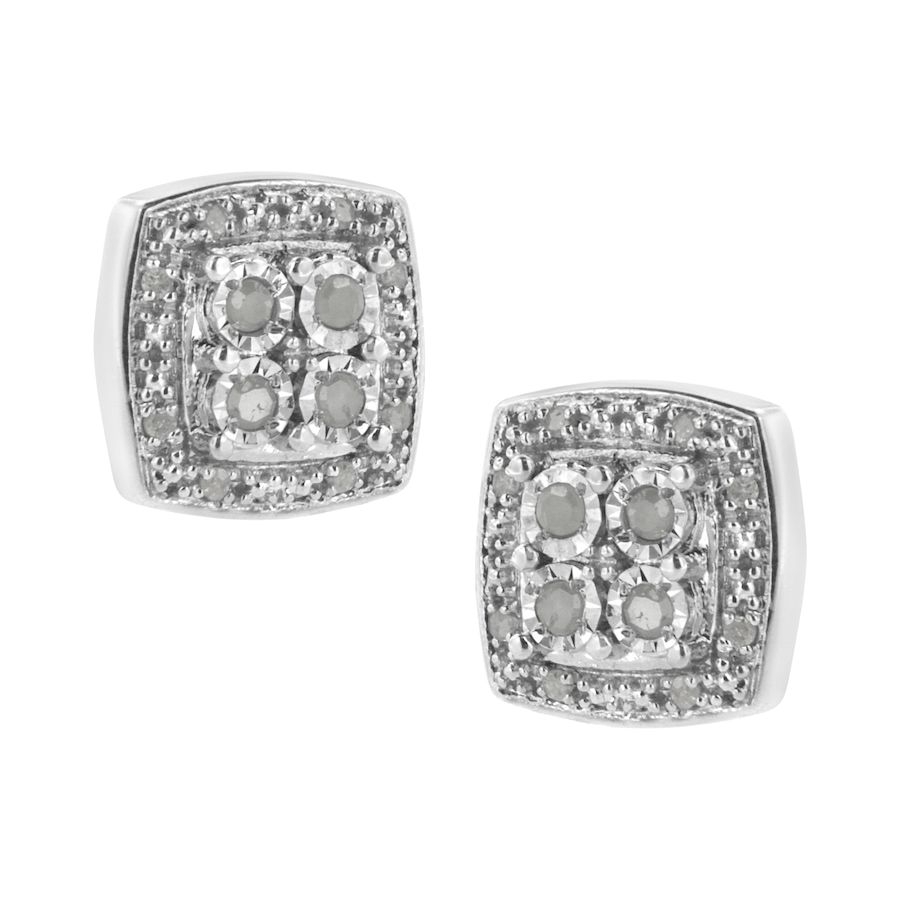Image 990551_ALTMORE1.jpg, Product 990-551 / Price $457.00, .925 Sterling Silver 1/4 cttw Round Cut Diamond Square Shape Milgrain Stud Earrings (I-J Color, I3 Clarity) from Haus of Brilliance on TSC.ca's Jewellery department
