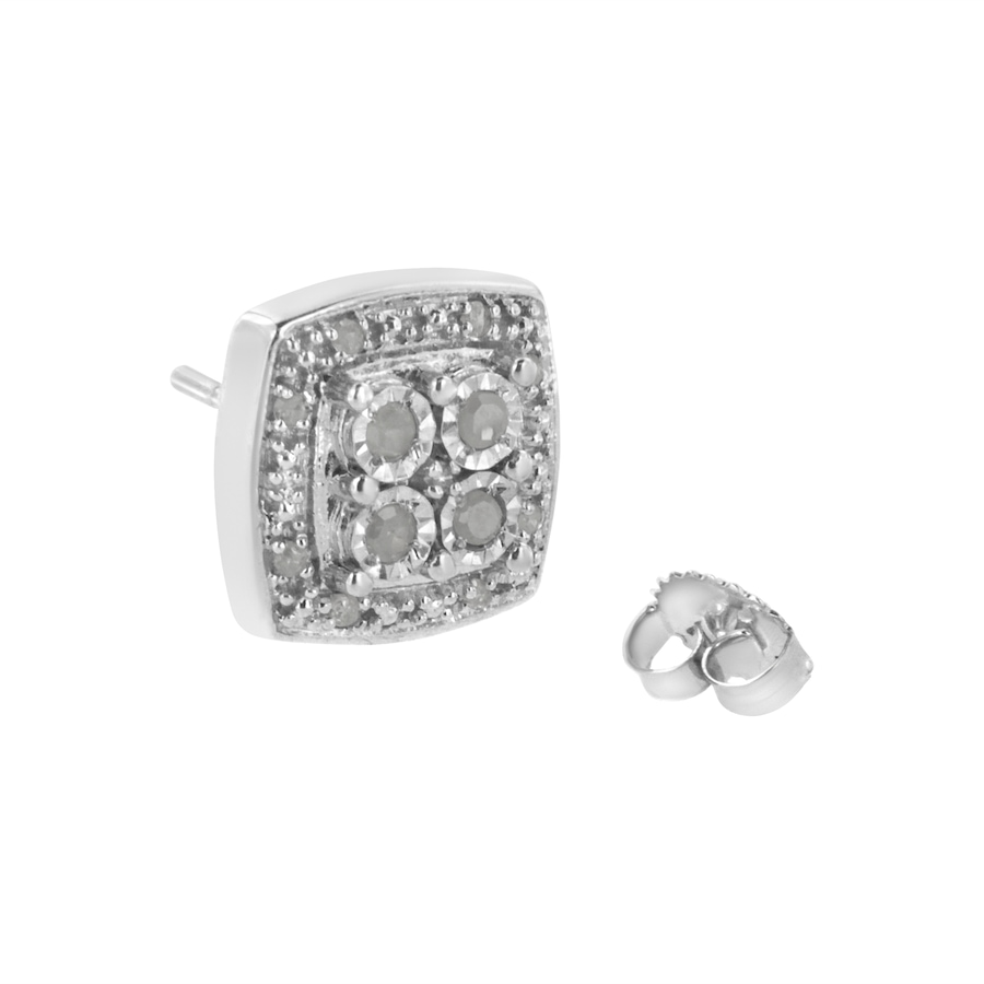 Image 990551_ALTMORE3.jpg, Product 990-551 / Price $457.00, .925 Sterling Silver 1/4 cttw Round Cut Diamond Square Shape Milgrain Stud Earrings (I-J Color, I3 Clarity) from Haus of Brilliance on TSC.ca's Jewellery department